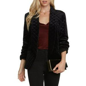 NWT Willow & Clay x Anthro | Black Velvet Quilted Blazer Jacket Small